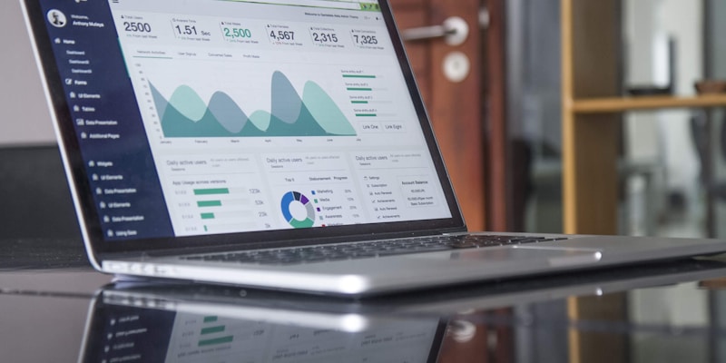 Digital marketing analytics dashboard on a laptop